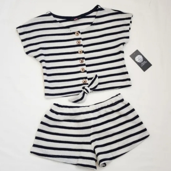 Vince Camuto Navy and White Striped Knit Set - Picture 2 of 9